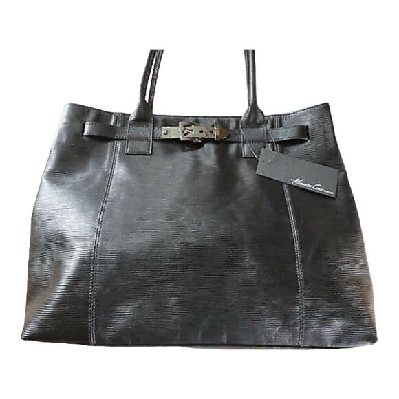 NEW Kenneth Cole Black Leather SHOULDER HANDBAG Tote Jill Wrap Paport PURSE - Picture 9 of 10